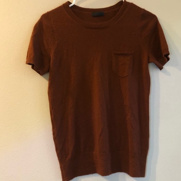 J. Crew Collection 100% Cashmere Chocolate Brown Short Sleeve XS - Picture 3 of 5